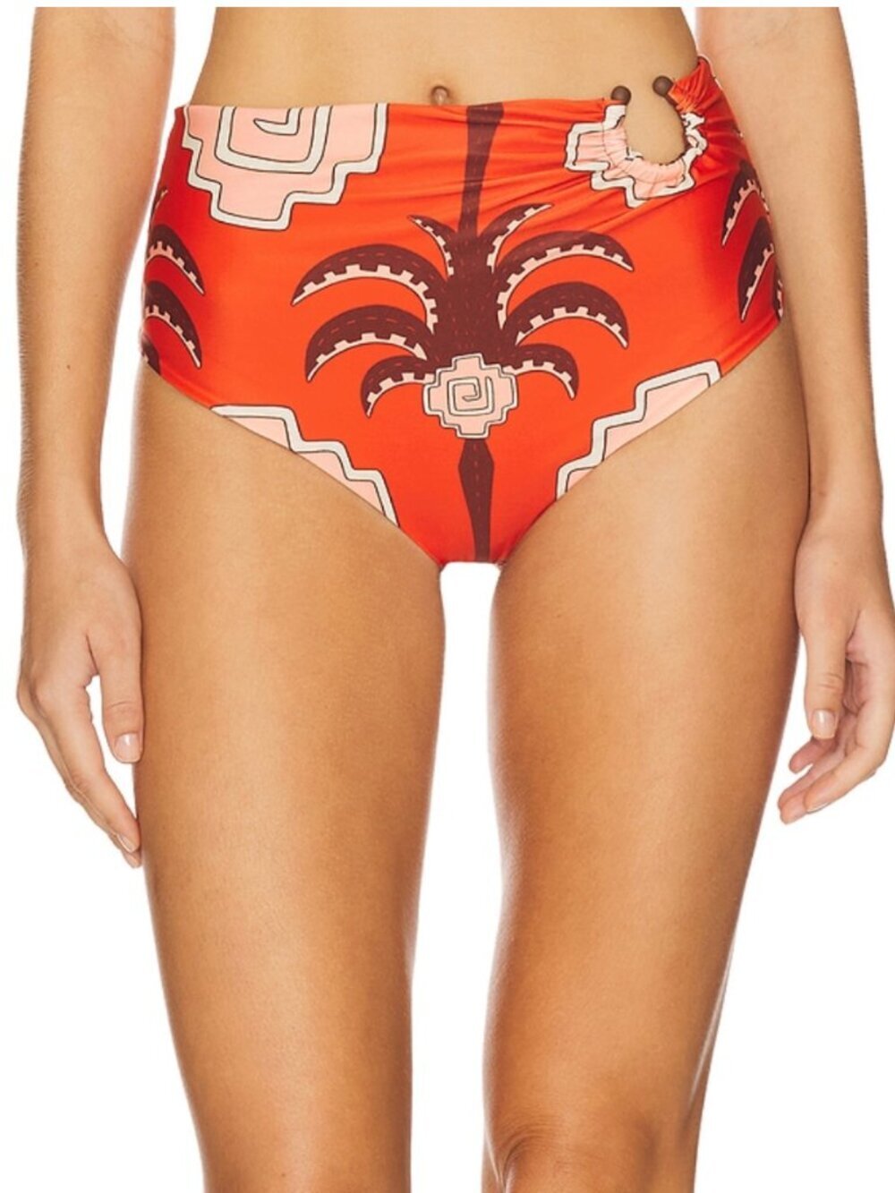 Johanna Ortiz Taita Bikini Bottom in Red, Wine & Pink size XL
